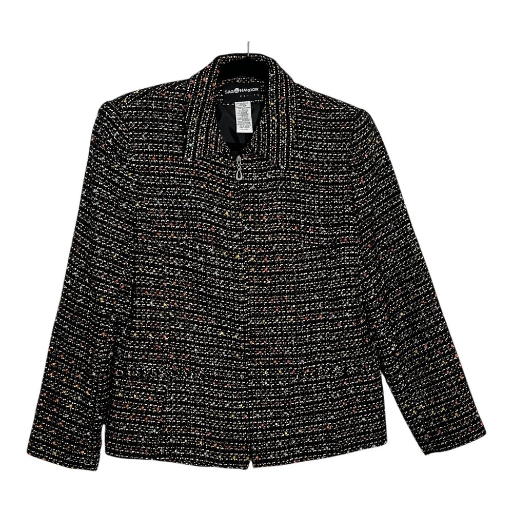 Sag Harbor Petite Blazer Jacket Size 6P Tweed Multicolor Career Office